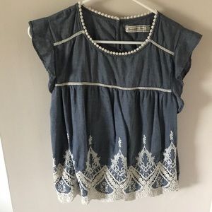 Abercrombie & Fitch blue ruffle top size medium